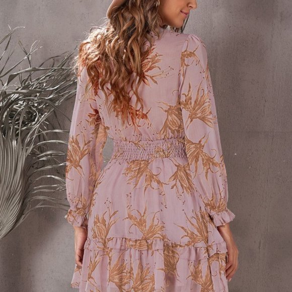 Floral Deep V Flounce Sleeve Mini Dress - Picture 8 of 10